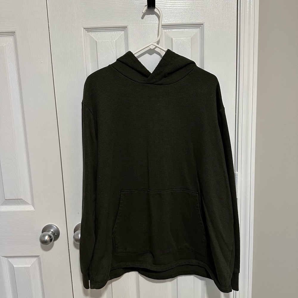 Express Men's Dark Green Hoodie Sweater